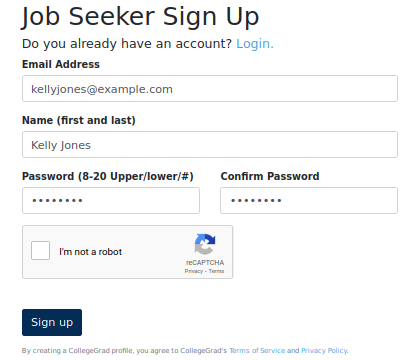 CollegeGrad.com - User Sign Up